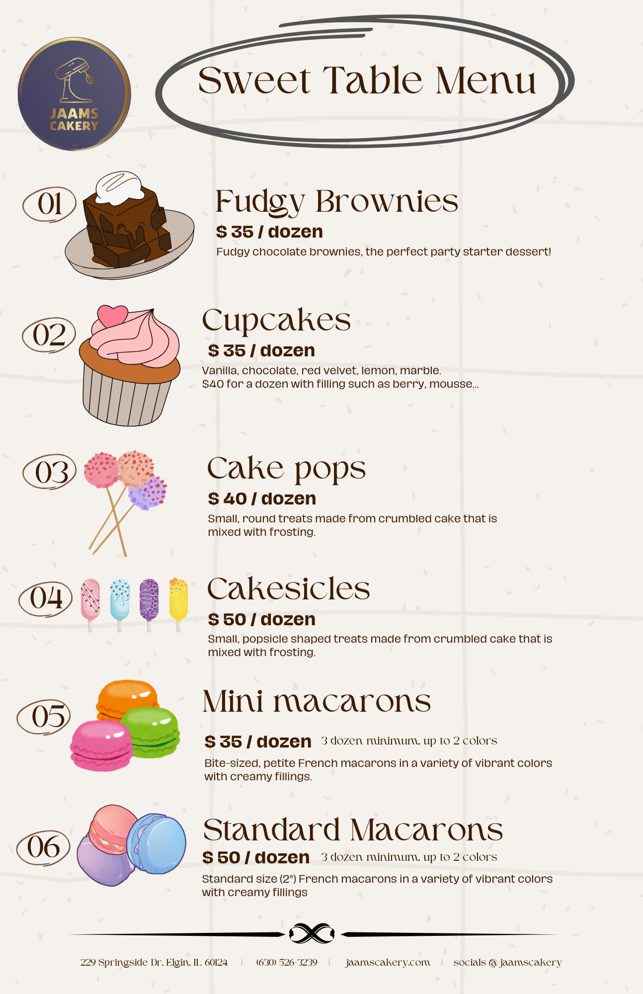 Sweet Table Menu